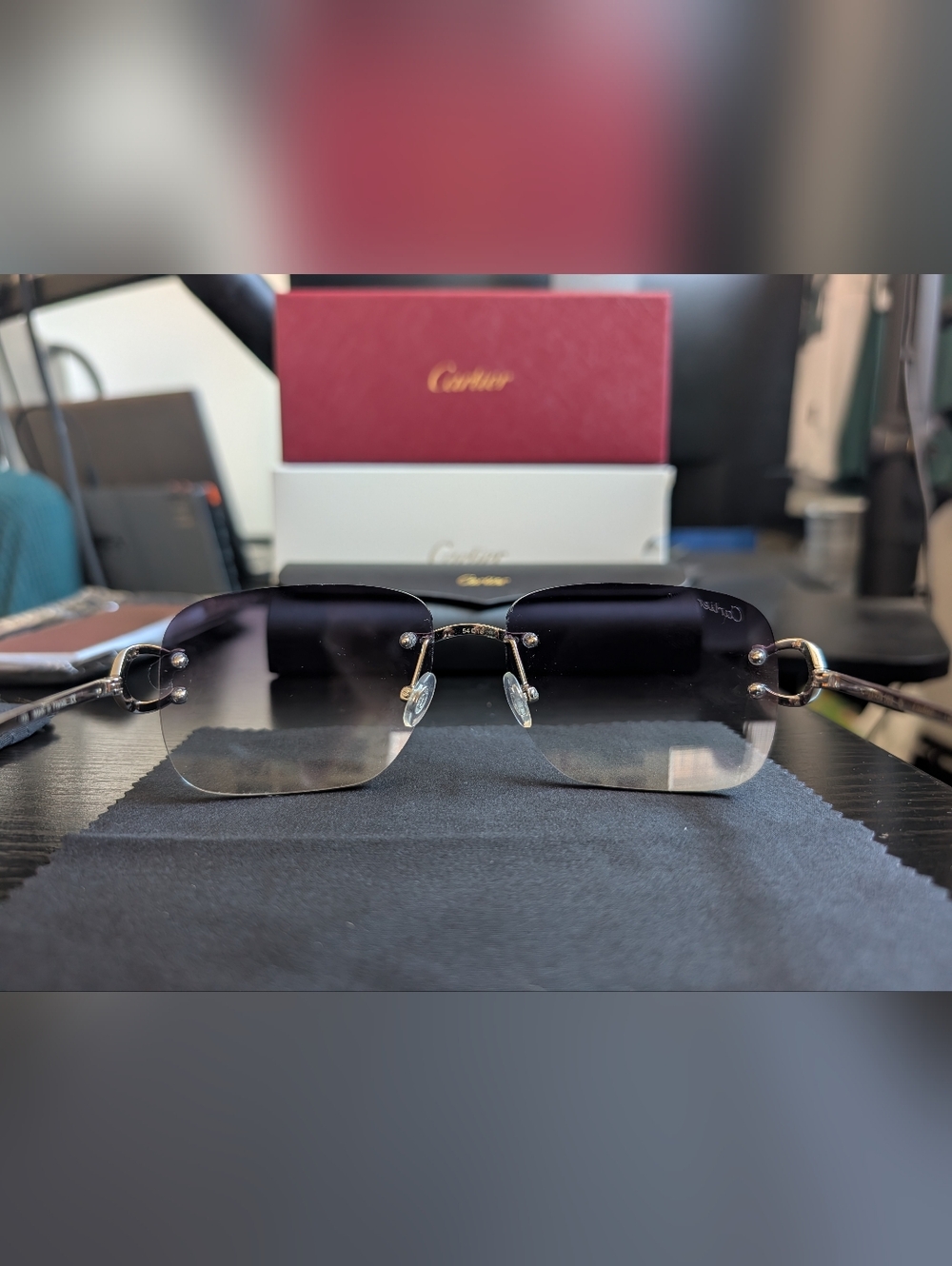 Cartier Style Rimless Sunglasses - Picture 5 of 5